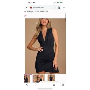 Lulus Dress Womens Medium Cocktail Hour Black  Sleeveless Ponte Tulip Mini NWT